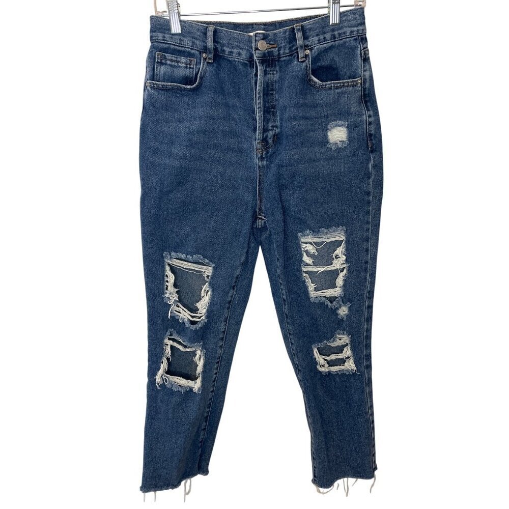 PacSun High Rise Straight Leg Distressed Denim Jeans Womens Size 28